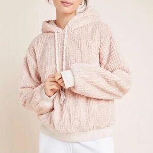 Anthropologie Saturday Sunday Nanette Sherpa Jersey Lined Hoodie XS Soft Pink
